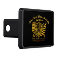 Golden Bison Illustration With USA Map and Flag Hitch Cover