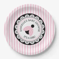 Personalized Pink Ladybug Baby Shower Paper Plates