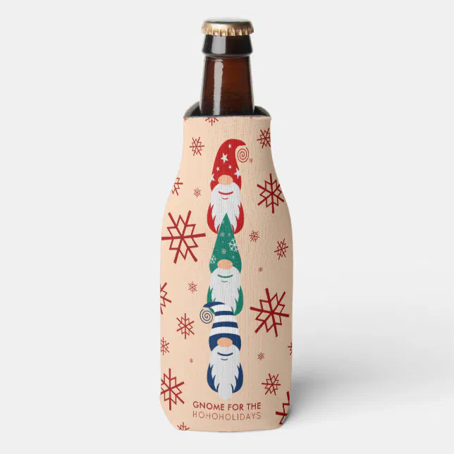 Hygge Christmas Gnome for the Holidays Snowflakes Bottle Cooler
