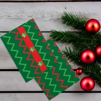 Christmas Red Green Stars And Zigzag Stripes  Envelope