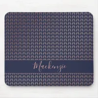 Girly Pink Rose Gold Foil Tribal Navy Blue Boho Mouse Pad