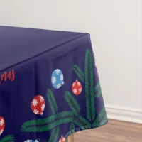 Christmas tree branch with snowflake decorations tablecloth