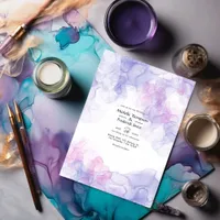 Purple and Blue Ink Wedding Invitation