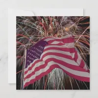 American Flag and Fireworks Invitation