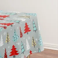 Christmas Tree Pattern Red and Blue ID175 Tablecloth