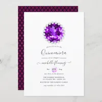 Purple Gemstone Mardi Gras Birthday Party Invitation