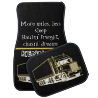 Golden Semi-Truck Art Design Car Floor Mat