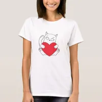 Adorable Cat Holding A Heart T-Shirt