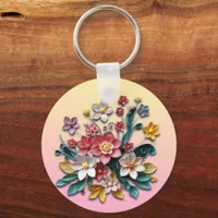 Floral Paper Quilling | Personalized Keychain