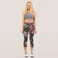 Fun Colorful Leaves Capri Leggings