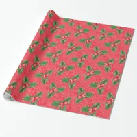 Festive Holly Berries Wrapping Paper