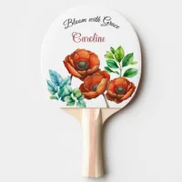 Sublime Watercolor Red Poppies Happy Retirement Ping Pong Paddle