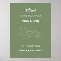 Catbells Sage Green Wedding Welcome Poster