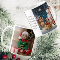 Son Photo | Santa Delivering A Gift | White Coffee Coffee Mug