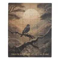 Moonlit Perch: A Solitary Bird in Twilight Jigsaw Puzzle