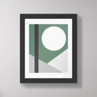 Modern Abstract Geometric Moon Mountains Picture Framed Art