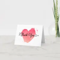 Coral Watercolor Heart Nurse Thank You Card