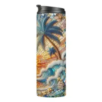 Magical Mosaic Tropical Ocean Sunset Thermal Tumbler