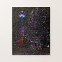 Niagara Falls Skylon Tower with Christmas Lights Jigsaw Puzzle