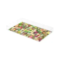 Paint Splatter Autumn Color Leaves Abstract Acrylic Tray