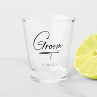 Modern Calligraphy Groom ID1025 Shot Glass