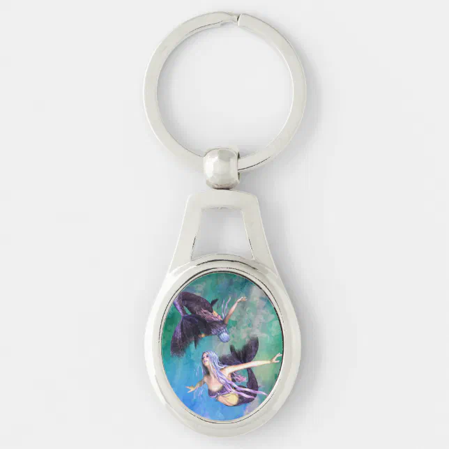 Pisces – Two Mermaids Swimming in a Loop Keychain