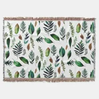 Green Foliage Botanical Nature  Throw Blanket