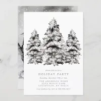 Snowy Winter Pines Holiday Party Invitation