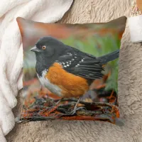Profile of a Spotted Towhee Throw Pillow