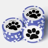 Poker Chip - Black Polydactyl Paw Print