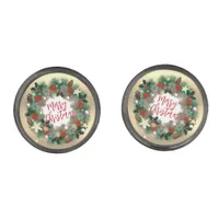 Luxurious Christmas wreath  Cufflinks