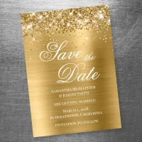 Glittery Gold Foil Save the Date Magnetic Invitation