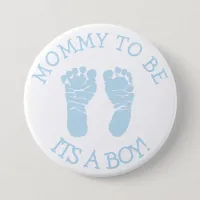 Mommy to be Blue and White Baby Shower Button