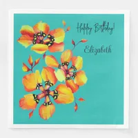 Elegant Handpainted Flowers in Bold Colors Paper Dinner Napkins