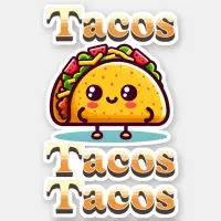 Kawaii Cartoon Tacos  Sticker