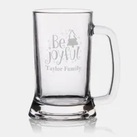 Monogram Family Name Be Joyful Christmas Etched  Stein