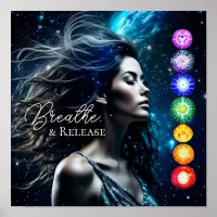 Breathe and Release | Beautiful Ethereal Woman Poster