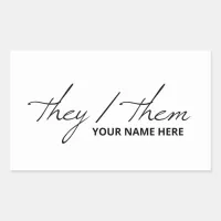 They Them in Script Font White Mug Rectangular Sticker