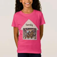 Gingerbread house and cute gingerbread family  T-Shirt