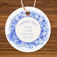 Elegant Blue Hydrangea Flower Wedding Thank You Favor Tags