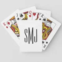 White and Black Three Letter Monogram Playing Cards