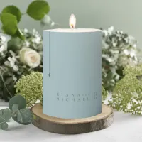 Simply Chic Wedding Dusty Teal ID1046 Pillar Candle