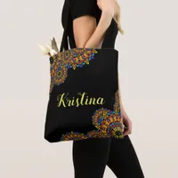 Colorful Floral Oriental Mandalas Personalized Tote Bag