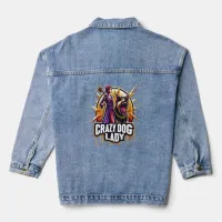 Crazy Dog Lady With Her Fierce Guard Dog Denim Jacket