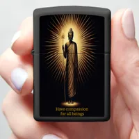 Buddha standing amid radiant light. zippo lighter