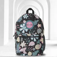 Playful Boho Folk Art Pastel Florals and Leaves Printed Backpack