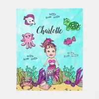 Personalized Mermaid Under the Sea Blanket