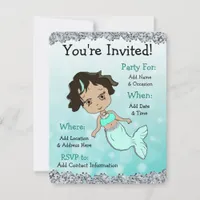 Pretty Mermaid Birthday Party Invitations