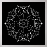 Black Background Mandala Adult Coloring Poster