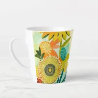 Pretty Folk Art Yellow Flowers   Latte Mug